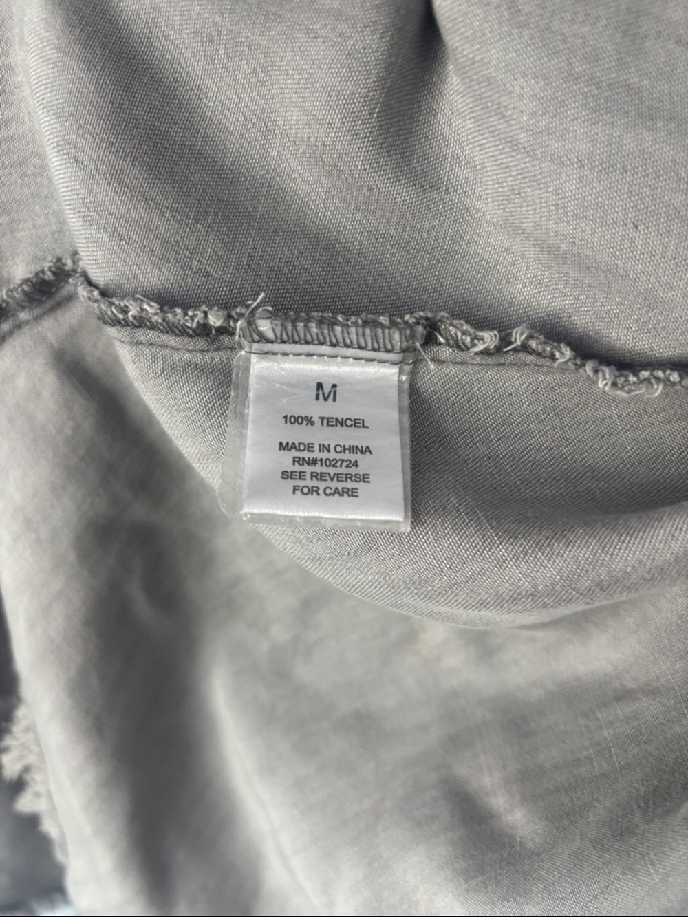 Thread & Supply Frayed-Hem Button Front Blouse in Gray - Picture 12 of 13